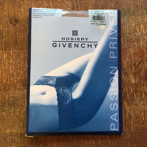 Hosiery Givenchy Passion Privee Pantyhose Satin Lace V-Kini Silver Fox Sz B NEW - Picture 1 of 6